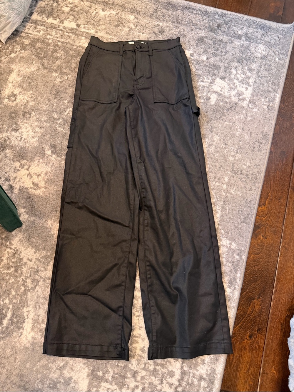 Hidden Black Coated Cargo Pants